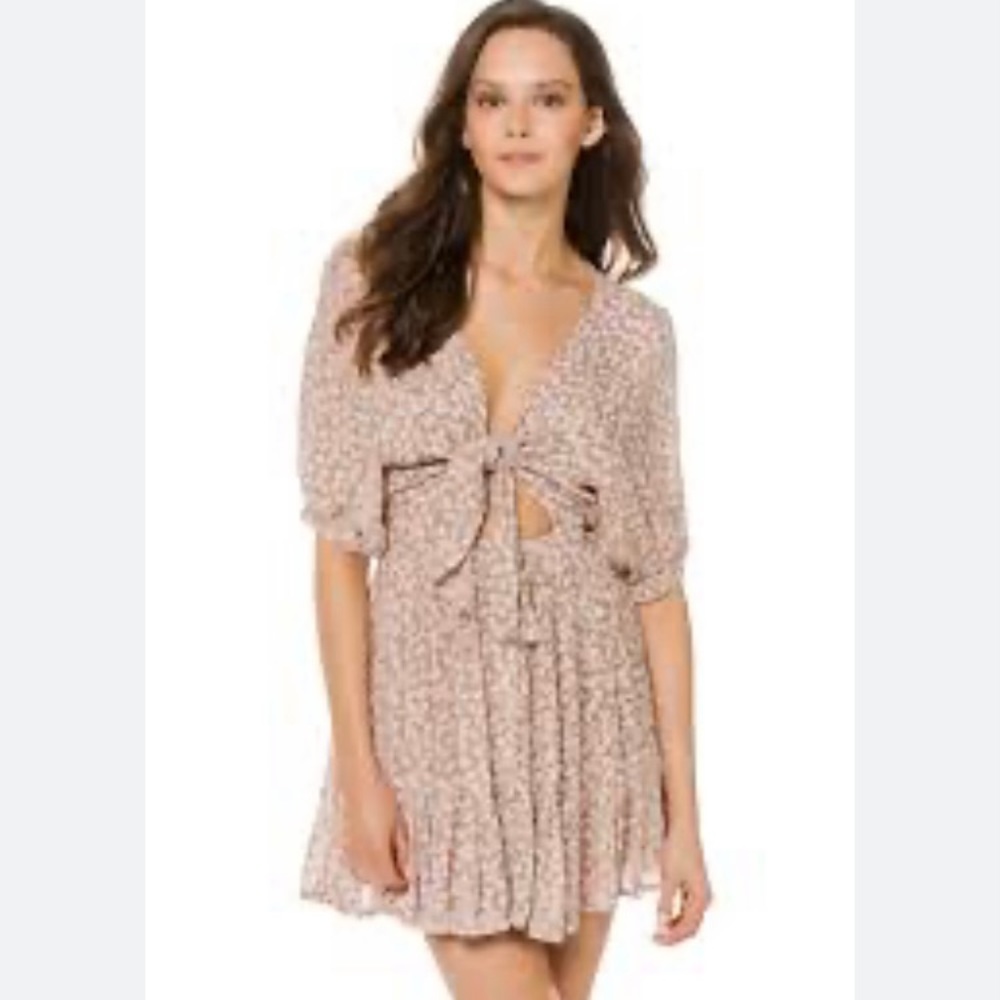 Faithfull The Brand Margot Tie Front cutout floral dress size small
